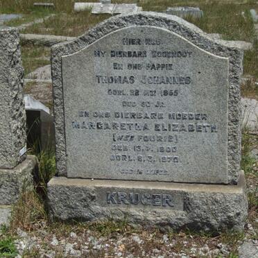 KRUGER Thomas Johannes -1955 &amp; Margaretha Elizabeth FOURIE 1900-1970