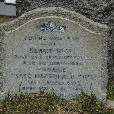 KUYK Gerrit 1885-1953 &amp; Laurine Grace MacDonald LAURENSON 1910-1958