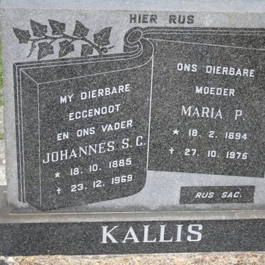 KALLIS Johannes S.C. 1885-1969 &amp; Maria P. 1894-1975