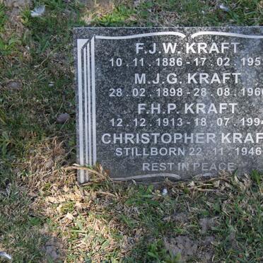 KRAFT F.J.W. 1886-1951 :: KRAFT M.J.G. 1898-1966 :: KRAFT F.H.P. 1913-1994 ::  KRAFT Christopher 1946-1946