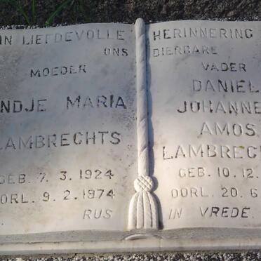 LAMBRECHTS Daniel Johannes Amos 1917-1974 &amp; Andje Maria 1924-1974