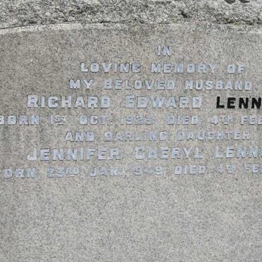 LENNOX Richard Edward 1923-1956 &amp; LENNOX Jennifer Cheryl 1949-1956