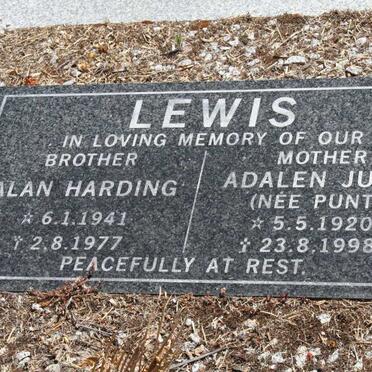 LEWIS Adelen Julia nee PUNT 1920-1998 :: LEWIS Alan Harding 1941-1977