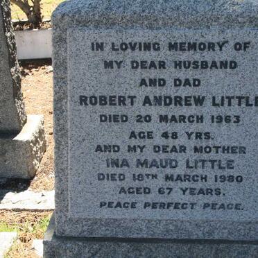 LITTLE Robert Andrew -1963 &amp; Ina Maud -1980