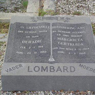 LOMBARD Deradie 1914-1982 &amp; Magrieta Gertruida VAN WYK 1924-1968
