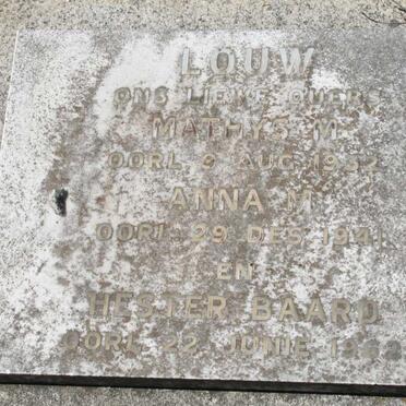LOUW Mathys M. -1932 &amp; Anna M. -1941 :: BAARD Hester -1962
