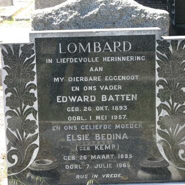 LOMBARD Edward Batten1893-1957 &amp; Elsie Bedina KEMP 1895-1965