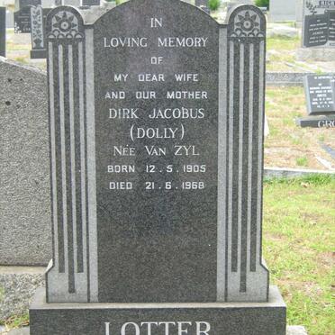 LOTTER Dirk Jacobus nee VAN ZYL 1905-1968