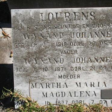 LOURENS Wynand Johannes 1871-1938 &amp; Martha Maria Magdalena 1877-1948 :: LOURENS Wynand Johannes 1918-1932