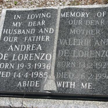 LORENZO Andrea, de 1936-1985 &amp; Valerie Ann 1929-1994