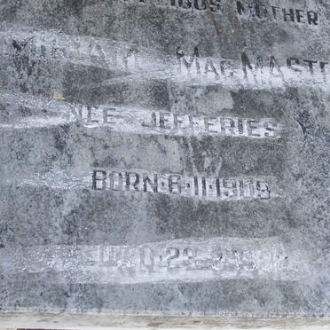 MACMASTER Miriam nee JEFFERIES 1909-1982