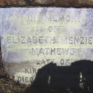 MATHEWS Joseph William -1949 & Elizabeth Menzies -19??