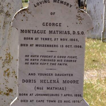 MATHIAS George Montague 1865-1908 :: MOORE Doris Helena nee MATHIAS 1895-1979