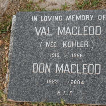 MACLEOD Don 1923-2004 & Val KOHLER 1919-1986