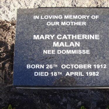 MALAN Christopher Jacques 1904-1958 & Mary Catherine DOMMISSE 1912-1982