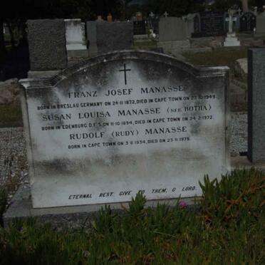 MANASSE Franz Josef 1872-1949 &amp; Susan Louisa BOTHA 1894-1972 :: MANASSE Rudolph 1934-1975