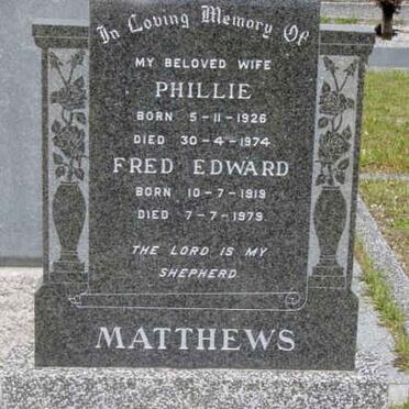 MATTHEWS Fred Edward 1919-1979 & Phillie 1926-1974