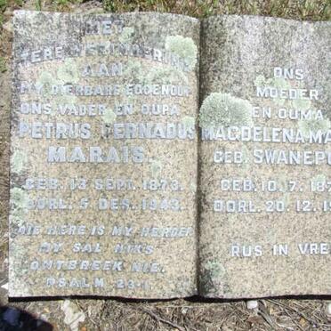MARAIS Petrus Bernadus 1873-1943 &amp; Magdelena SWANEPOEL 1877-1964