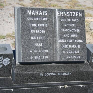 MARAIS Ignatius 1930-1958 :: ERNSTZEN Anna Catharina nee MARAIS 1926-2000