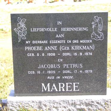 MAREE Jacobus Petrus 1905-1979 &amp; Phoebe Anne KIRKMAN 1908-1974
