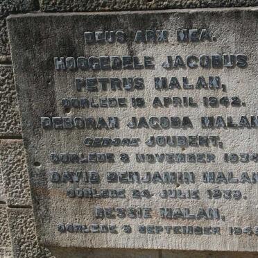 MALAN Jacobus Petrus -1942 & Deborah Jacoba JOUBERT -1934 :: MALAN David Benjamin -1939 :: MALAN Bessie -1949