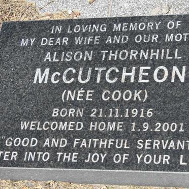 MCCUTCHEON John Meikle 1905-2003 & Alison Thornhill COOK 1916-2001