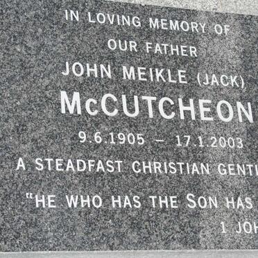 MCCUTCHEON John Meikle 1905-2003 & Alison Thornhill COOK 1916-2001