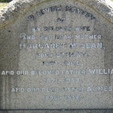 MCLEAN William 1871-1953 & Margaret STUART 1869-1940 :: MCLEAN Agnes 1896-1956