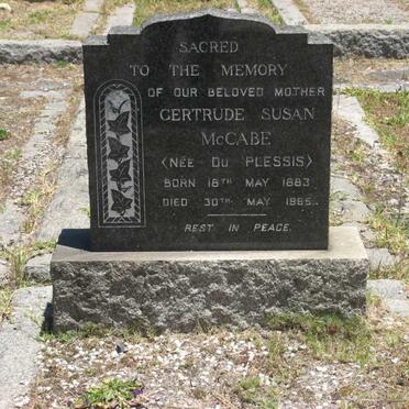 MCCABE Gertrude Susan nee DU PLESSIS 1883-1965