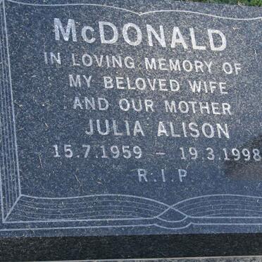 MCDONALD Julia Alison 1959-1998