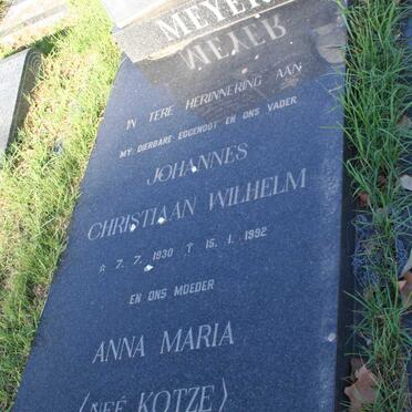 MEYER Johannes Christiaan Wilhelm 1930-1992 & Anna Maria KOTZE 1931-1993