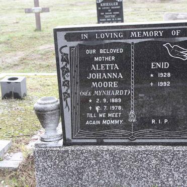 MOORE Aletta Johanne nee MYNHARDT 1889-1978 :: MOORE Enid 1928-1992
