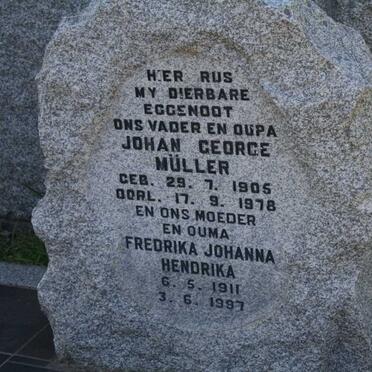 MÜLLER Johan George 1905-1978 &amp; Fredrika Johanna Hendrika 1911-1997