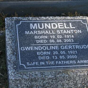 MUNDELL Marshall Stanton 1914-2003  &amp; Gwendoline Gertrude 1921-2000 