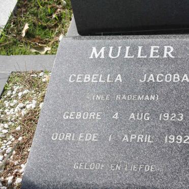 MULLER Cebella Jacoba nee RADEMAN 1923-1992