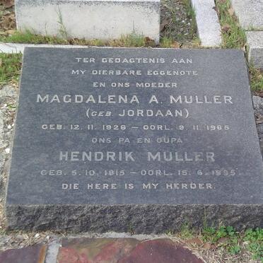 MULLER Hendrik 1915-1995 &amp; Magdalena A. JORDAAN 1926-1965