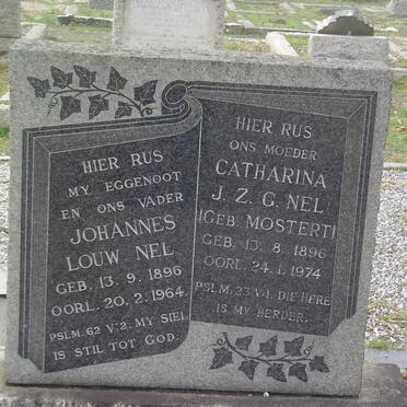 NEL Johannes Louw 1896-1964 &amp; Catharina J.Z.G. MOSTERT 1896-1974