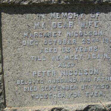 NICOLSON Peter -1950 &amp; Margaret -1943