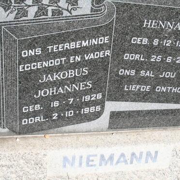 NIEMANN Jakobus Johannes 1926-1966 &amp; Hennah 1928-2008