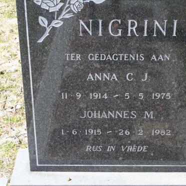 NIGRINI Johannes M. 1915-1982 &amp; Anna C.J. 1914-1975
