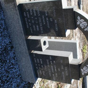 NUNS Johan Frederick 1886-1973 &amp; Sarah Louisa 1896-1966