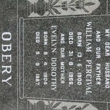 OBERY William Percival 1900-1966 &amp; Evelyn Dorothy 1904-1987