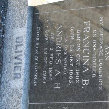 OLIVIER Andries A.H. 1896-1964 &amp; Francina B. 1902-1963