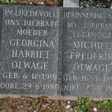 OLWAGE Michiel Frederik 1897-1978 &amp; Georgina Harriet 1901-1980