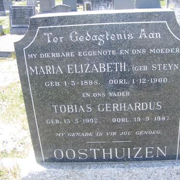 OOSTHUIZEN Tobias Gerhardus 1902-1987 &amp; Maria Elizabeth STEYN 1898-1960