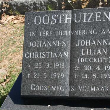 OOSTHUIZEN Johannes Christiaan 1913-1979 &amp; Johanna Lilian DUCKITT 1911-1998