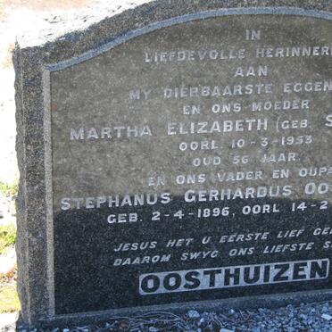 OOSTHUIZEN Stephanus Gerhardus 1896-1972 &amp; Martha Elizabeth STRYDOM -1953