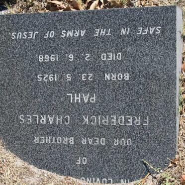 PAHL Frederick Charles 1925-1968