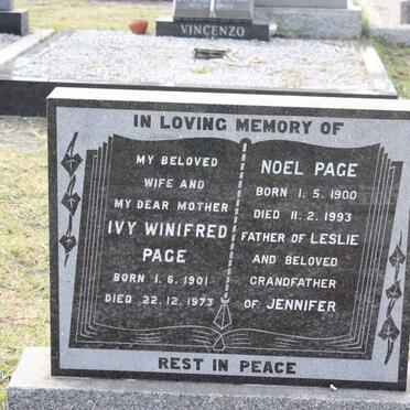 PAGE Noel 1900-1993 &amp; Ivy Winifred 1901-1973