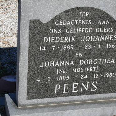PEENS Diederik Johannes 1889-1965 &amp; Johanna Dorothea MOSTERT 1895-1980
